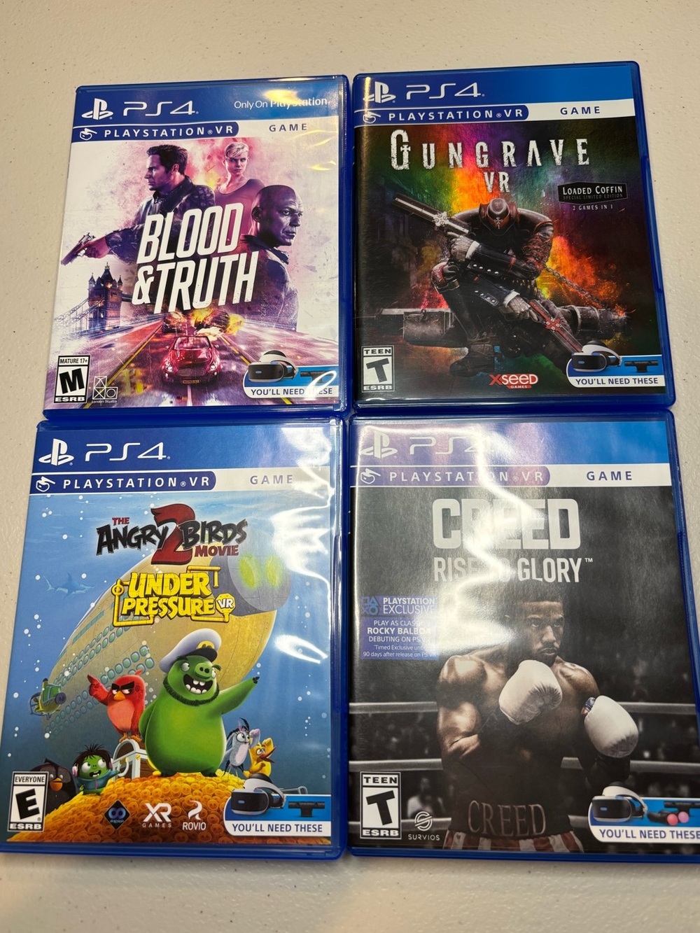 Sony PS4 VR Gaming Bundle - Blood & Truth, Creed, Gungrave, Angry Birds 2